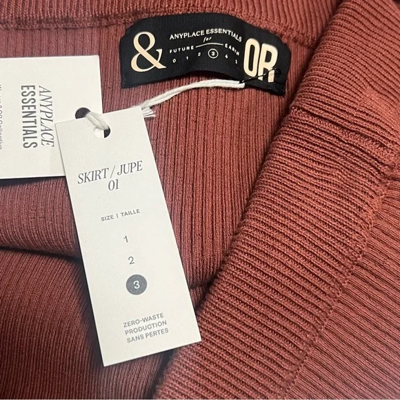 🆕 &OR COLLECTIVE SKIRT 01 Highwaist Ribbed Stretch Organic Cotton Column Skirt - Picture 8 of 14